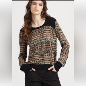 Theory Hadar Chunky Silk/Linen Pullover Sweater in Multi Color, Size Medium